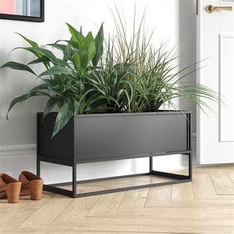 black metal planter box|black indoor planter box.